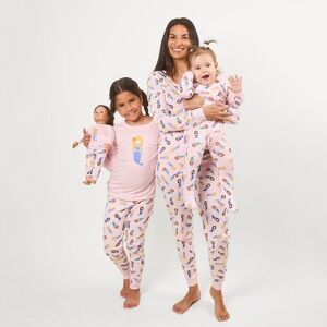 LEVERET -  Footed Cotton Pajama Mermaid 12-18 Month Pink